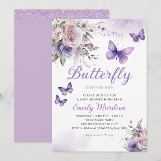 Boho Waterverf Bloem Meisje Vlinder Baby Shower Kaart