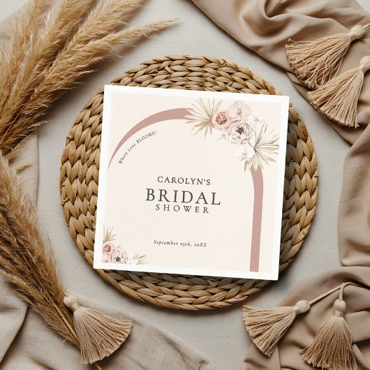 Boho Waterverf Bloem Moderne Boog Bruidsdouche Servet