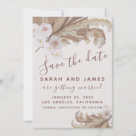 Boho Waterverf Bloem Pampas Gras Foto  Save The Date