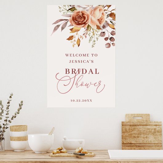 Boho Waterverf Bloem Vrijgezellenfeest Welkom Poster (Keuken)