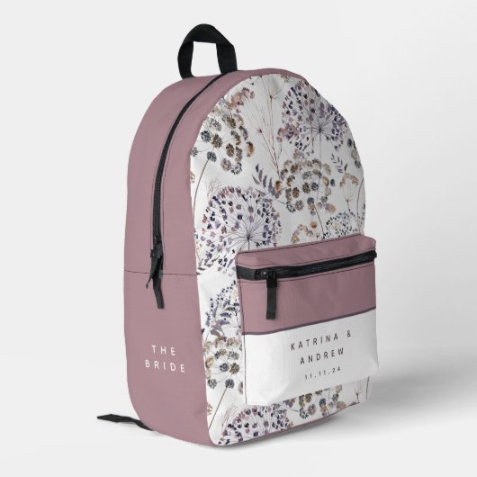 Boho Waterverf Bloemachtige Bruid Rugzak (Achterkant Hoek Links)