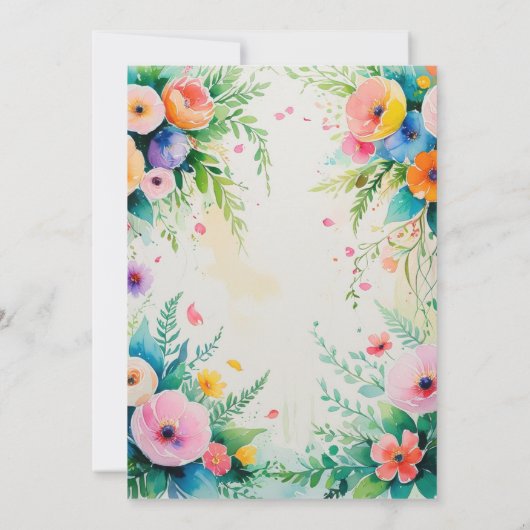 Boho Waterverf Bloemachtige Bruiloft Uitnodiging  (Achterkant)