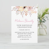 Boho Waterverf Bloemen 70ste Verjaardag Uitnodigen Kaart (Staand voorkant)