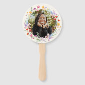 Boho Waterverf Bloemen Afstudeerder Gezicht Foto Handwaaier (Voorkant)