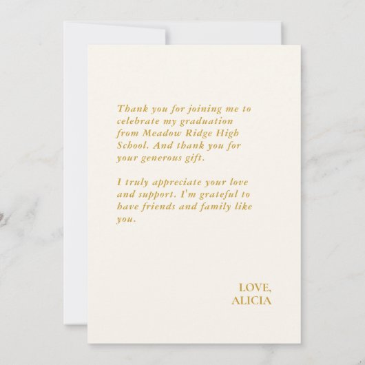 Boho Waterverf Bloemen Afstuderen Foto Flat Bedankkaart (Achterkant)