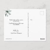 Boho Waterverf Bloemen Baby Doop Dank u Briefkaart (Achterkant)