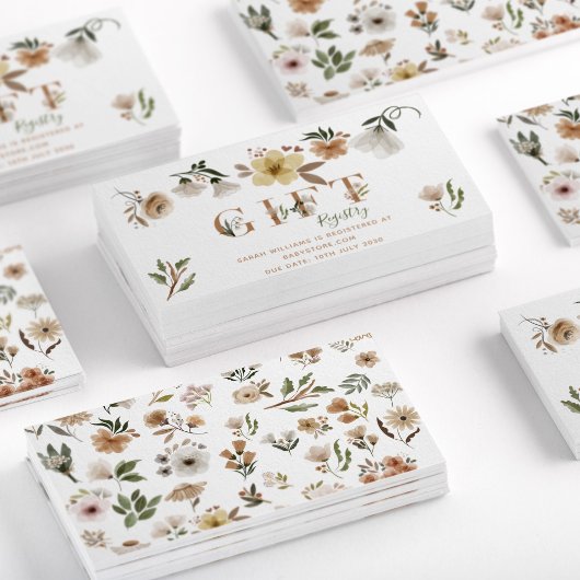 Boho Waterverf Bloemen Baby shower Gift Registry Visitekaartje