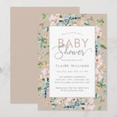 Boho-waterverf bloemen babyshower uitnodiging (Voorkant / Achterkant)