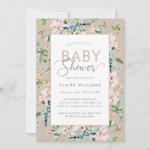 Boho-waterverf bloemen babyshower uitnodiging