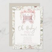 Boho Waterverf Bloemen Bassinet Baby shower Kaart (Voorkant / Achterkant)