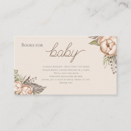 Boho Waterverf Bloemen Boeken voor Baby shower Informatiekaartje