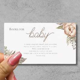 Boho Waterverf Bloemen Boeken voor Baby shower Informatiekaartje