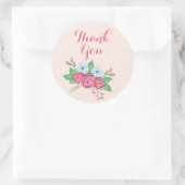 Boho Waterverf Bloemen Boeket, "Dank u" Ronde Sticker (Tas)