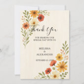 Boho waterverf bloemen botanische bruiloft bedankkaart (Voorkant)