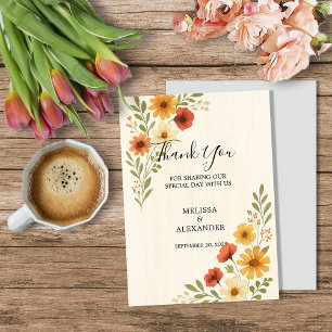 Boho waterverf bloemen botanische bruiloft bedankkaart