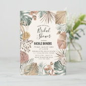 Boho Waterverf Bloemen Bruidsdouche Uitnodiging (Staand voorkant)