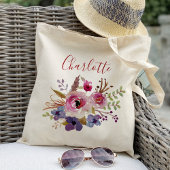 Boho waterverf bloemen Bruidsmeisje Persoonlijk Tote Bag