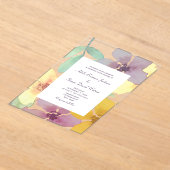 Boho Waterverf Bloemen Bruiloft Acryl Uitnodigingen (Laagn)