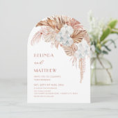 Boho Waterverf Bloemen Bruiloft Kaart (Staand voorkant)
