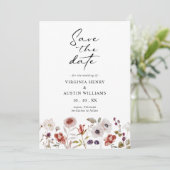 Boho Waterverf Bloemen Bruiloft Save The Date (Staand voorkant)