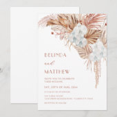 Boho Waterverf Bloemen Casual Bruiloft Kaart (Voorkant / Achterkant)