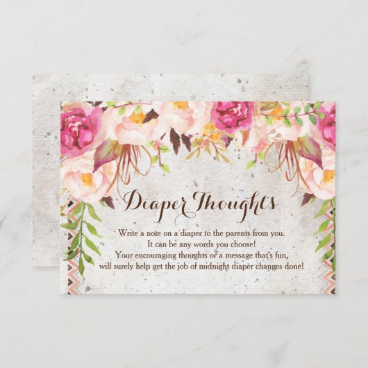 Boho-waterverf bloemen — Dappere gedachten Informatiekaartje (Voorkant / Achterkant)