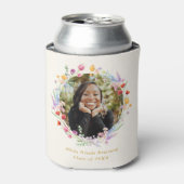 Boho Waterverf Bloemen Foto Afstuderen Favor Blikjeskoeler (Blikje Voorkant)