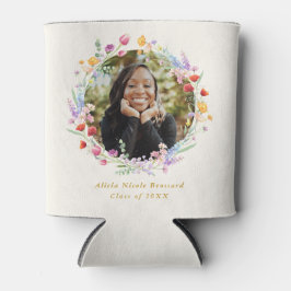 Boho Waterverf Bloemen Foto Afstuderen Favor Blikjeskoeler