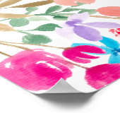 Boho Waterverf Bloemen Huwelijk Welkom Poster (Hoek)