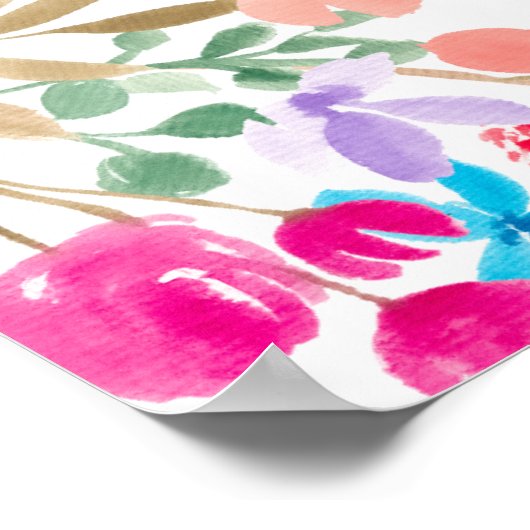 Boho Waterverf Bloemen Huwelijk Welkom Poster (Hoek)