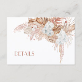 Boho Waterverf Bloemen Huwelijksdetails Informatiekaartje