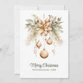 Boho Waterverf Bloemen Kerst Ornament Feestdagenkaart (Voorkant)