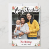 Boho Waterverf Bloemen Kerstkaart (Voorkant)