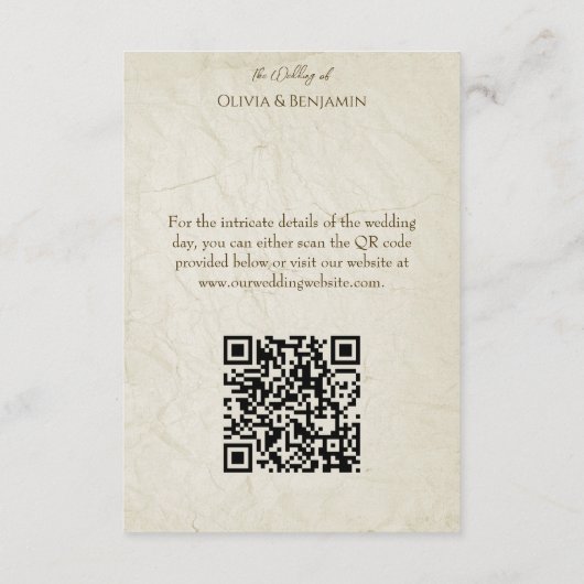 Boho Waterverf Bloemen Koe Schedel Huwelijk QR cod Informatiekaartje (Achterkant)