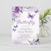 Boho Waterverf Bloemen Meisje Vlinder Baby shower Kaart (Staand voorkant)