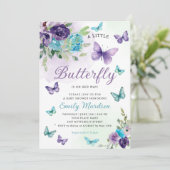 Boho Waterverf Bloemen Meisje Vlinder Baby shower Kaart (Staand voorkant)