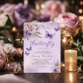 Boho Waterverf Bloemen Meisje Vlinder Baby shower Kaart