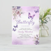 Boho Waterverf Bloemen Meisje Vlinder Baby shower Kaart (Staand voorkant)