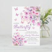 Boho Waterverf Bloemen Meisje Vlinder Baby shower Kaart (Staand voorkant)