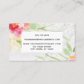 Boho Waterverf Bloemen op grijs marmer Visitekaartje (Achterkant)