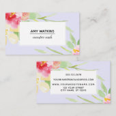 Boho Waterverf bloemen over lavender Visitekaartje (Voorkant / Achterkant)