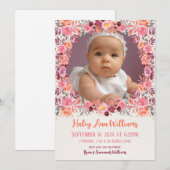 Boho Waterverf Bloemen Pasgeboren Baby Meisje Foto Aankondiging (Voorkant / Achterkant)