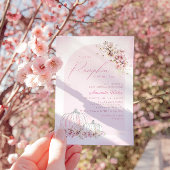 Boho Waterverf Bloemen Pompoen Meisje Baby shower Kaart