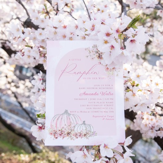 Boho Waterverf Bloemen Pompoen Meisje Baby shower Kaart