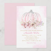 Boho Waterverf Bloemen Pompoen Meisje Baby shower Kaart (Voorkant / Achterkant)