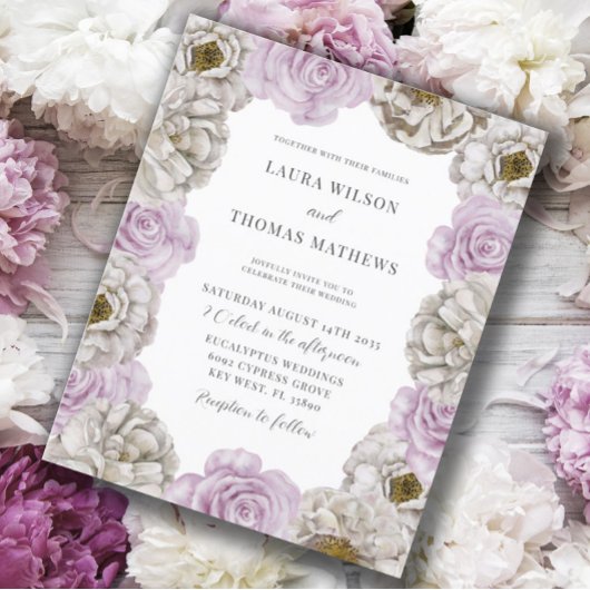 Boho Waterverf Bloemen Roze & Witte Bruiloft