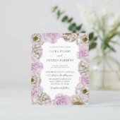 Boho Waterverf Bloemen Roze & Witte Bruiloft (Staand voorkant)