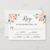 Boho Waterverf Bloemen RSVP met Entree Selecties Kaartje (Voorkant)
