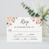 Boho Waterverf Bloemen RSVP met Entree Selecties Kaartje (Staand voorkant)
