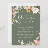 Boho Waterverf Bloemen Salie Groene Bruids Brunch Kaart (Voorkant)